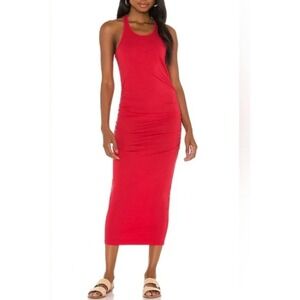 Michael Stars Womens Racerback Scoop Neck Bodycon Midi Dress Size S Red Party